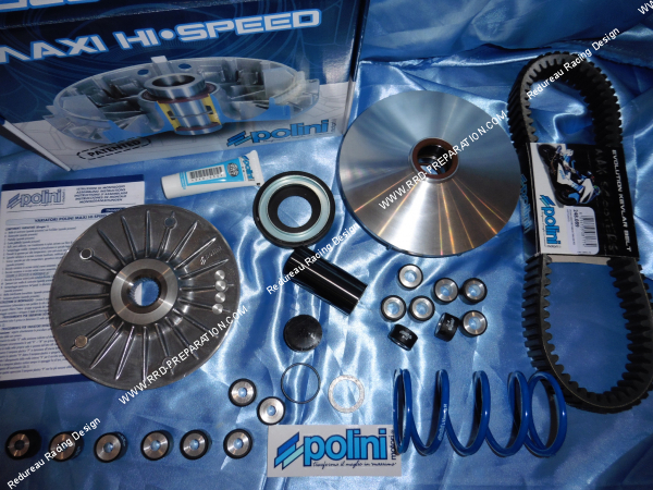 Photo variateur POLINI HI SPEED EVOLUTION (variateur, galets, joue fixe, ressorts, courroie…) pour maxi scooter YAMAHA TMAX 530cc