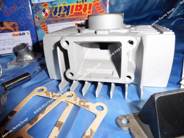 Photo de l'admission à clapet sur le moteur 75cc Ø47mm avec culasse ITALKIT a clapets en aluminium pour PUCH