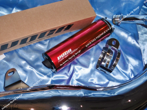 Photo du pot d'échappement VOCA CHROMED passage bas pour moto 50cc DERBI silencieux aux choix