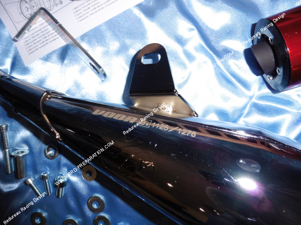 Photo de l'échappement VOCA CHROMED passage bas pour moto 50cc DERBI silencieux aux choix