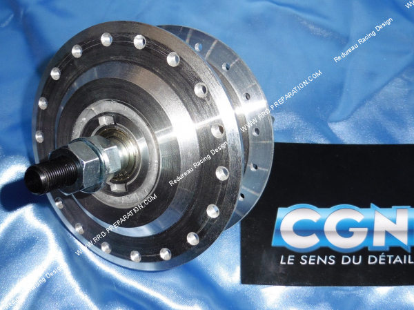 Photo du moyeu de roue arrière complet CGN pour PEUGEOT 103 SP Ø80mm 36 trous axe de 12mm