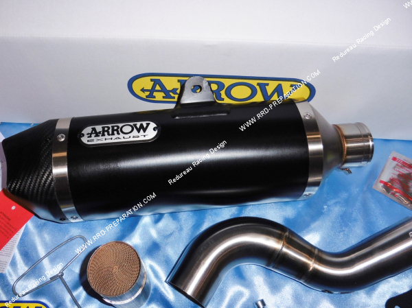 Photo du silencieux d'échappement avec raccord ARROW RACE TECH inox pour Benelli TRK 502 2017/2018