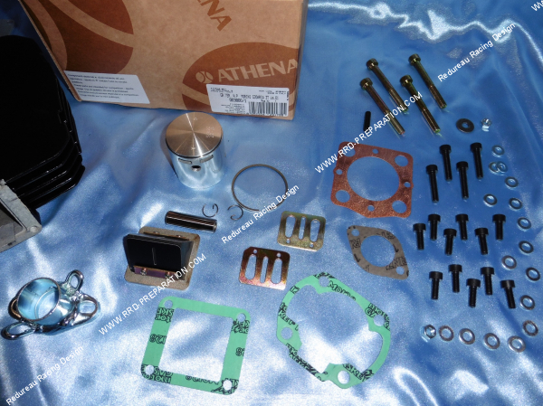 Photo des joints, joint, clapet, visserie sur le kit 80cc Ø48mm ATHENA aluminium axe 12mm pour MORINI G30, MALAGUTI FIFTY FULL CX 50, GAC