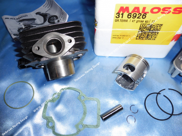 Photo du cylindre, piston, culasse 70cc Ø47mm MALOSSI bi-segments fonte PIAGGIO / GILERA Air (Typhoon, NRG...)