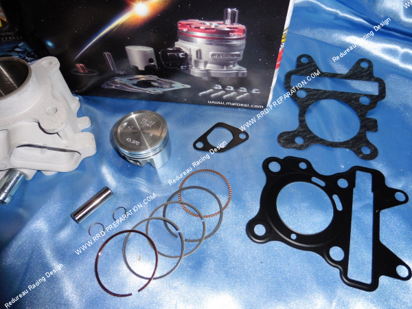 Photo du piston segment 70cc Ø44mm MALOSSI aluminium pour MBK BOOSTER X / OVETTO & YAMAHA GIGGLE / C3 et NEO'S 4 temps