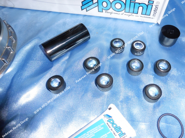 Photo des galet et du canon de variateur MAXI SPEED CONTROL POLINI pour maxi-scooter MBK SKYCRUISER, YAMAHA X MAX, X CITY 250