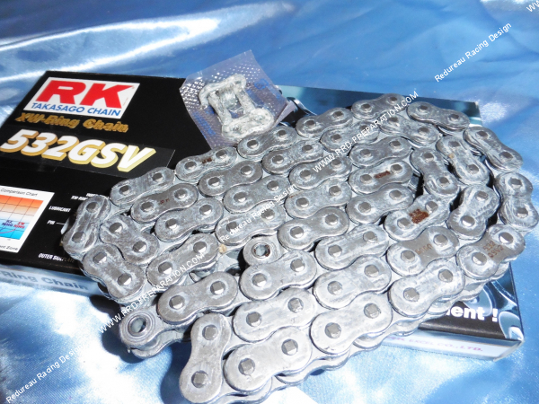 Photo de la chaîne renforcée largeur 532 GSV XW-RING RK Racing pour moto, 80cc, 125cc, … tailles au choix