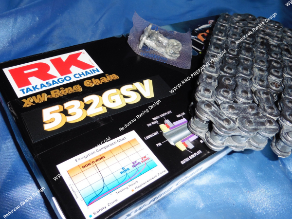 Photo de la chaîne renforcée largeur 532 GSV XW-RING RK Racing pour moto