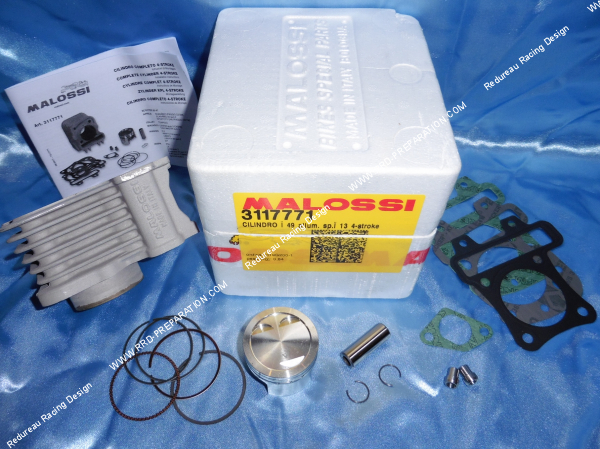Photo du piston, segment, joint et cylindre 80cc Ø49mm MALOSSI aluminium SCOOTER 50 4T PIAGGIO LIBERTY IGET, ZIP, VESPA PRIMAVERA, SPRINT