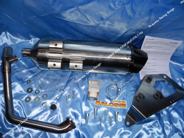 Photo de la fixation du silencieux de pot d'échappement MALOSSI RX pour maxi scooter HONDA DYLAN, PS, SH, KEEWAY OUTLOOK... 125cc, 150c