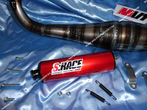 Photo du corps et du silencieux d'échappement  MVT S-RACE Peugeot 103 SPX, RCX, CLIP & MVX bras carré