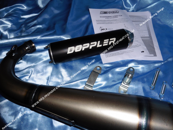 Photo de la cartouche de pot sur échappement DOPPLER STREETCUP pour Peugeot 103 SPX, RCX, CLIP & MVX bras carré