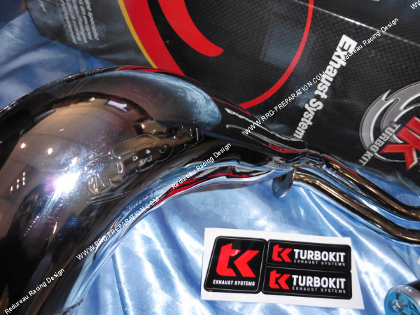 Photo du corps d'échappement TURBOKIT TK Chrome Racing Carbone passage haut pour DERBI BULTACO LOBISTO, ASTRO 50... Cadre tubulaire