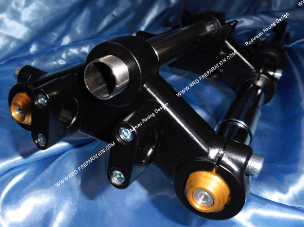 Photo du te de fourche EBR RACING COMPETITION hydraulique noire en aluminium réglable pour PUCH MAXI, PEUGEOT 103 et MBK 51