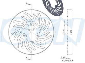 schema Disque de frein arrière NG Ø218XØ62X3,5mm pour MBK X-LIMIT et YAMAHA DT50 R après 2003