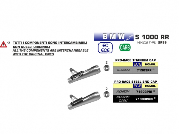 Photo du silencieux de pot d'échappement ARROW PRO RACE pour moto BMW S 1000 RR 2019