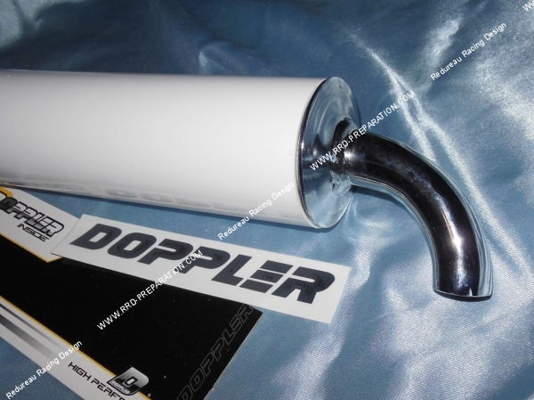 sortie coudée Silencieux, cartouche pour échappement DOPPLER S3R couleur blanc