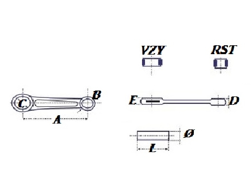Photo des dimensions de la bielle italkit pour moto suzuki rgv 250cc 2t