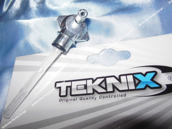 vue Robinet d'essence de compétition TEKNIX gros volume Ø fixation 15mm pour durite Ø8mm