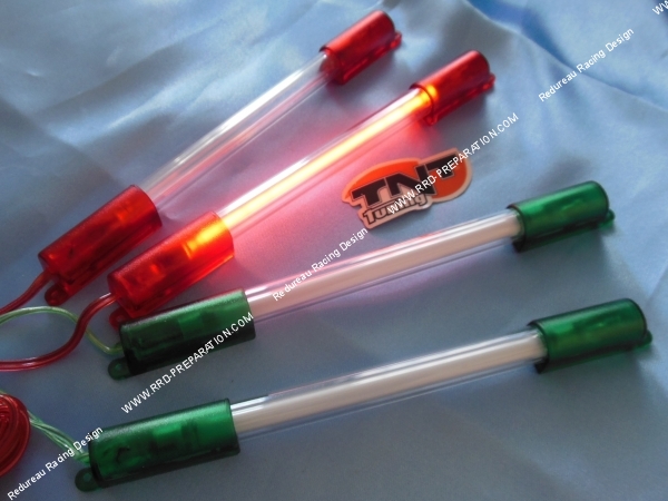 vue 2 néons TNT 150mm a transformateur cathode éclairant rouge, vert ou bleu