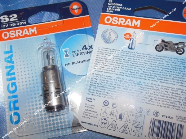 vue Ampoule de phare S2 (BA20D) OSRAM ORIGINAL feu avant, lampe 12V 35  35w