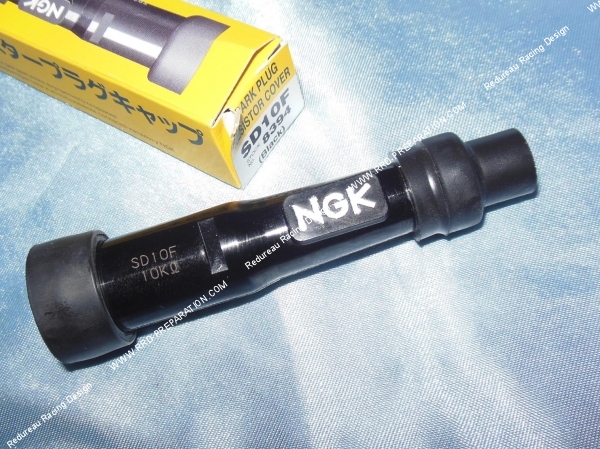 vue Anti-parasite NGK SD10F résistance 10kΩ pour bougie sans olive (modèle droit)