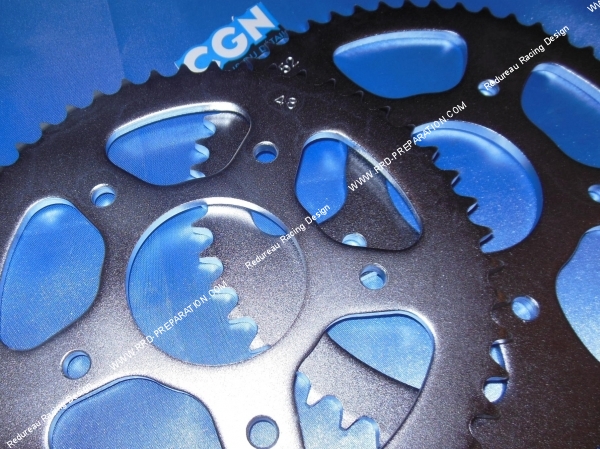 vue Couronne 48 ou 52 dents en 420 pour PEUGEOT XR7, NK7, XP7, SM, XPS 2005 à 2008, MALAGUTI XSM et RIEJU RRX SPIKE, SMX...