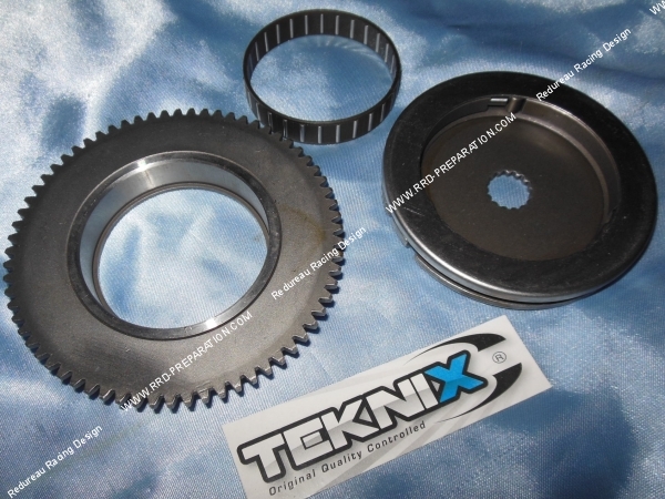 vue Couronne de démarreur complet TEKNIX type origine roule libre cage à aiguille scooter KEEWAY  CPI 50cc