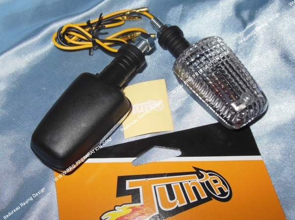 vue Clignotants TUN'R MINI RECTANGLE noir  transparent fixation courte universel