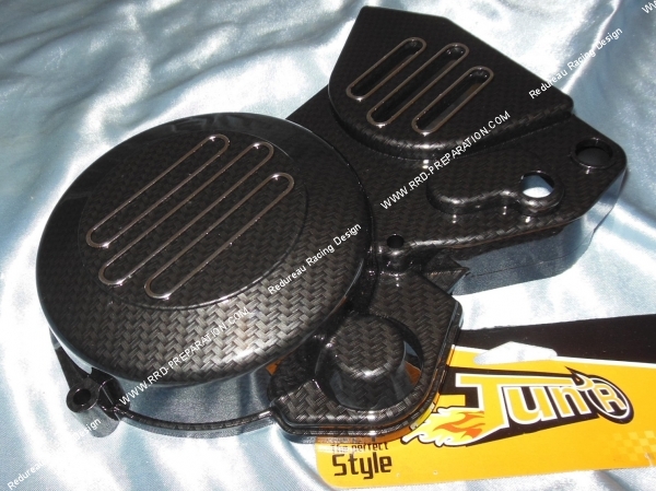 vue Carter d'allumage et pignon de chaîne TUN'R LIGHTY carbone  chrome pour DERBI euro 1 & 2