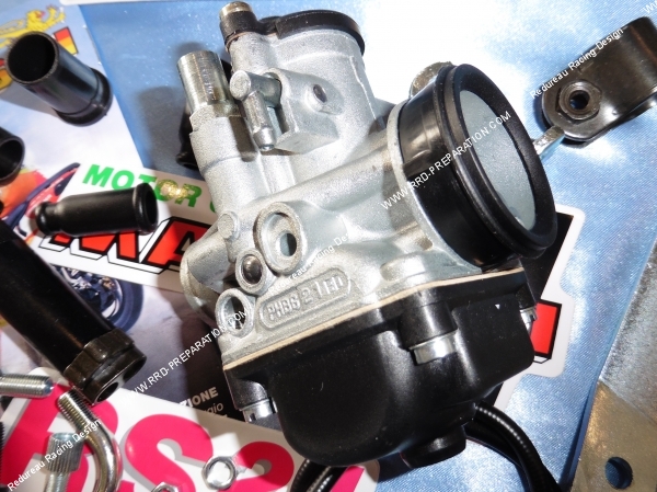 vue côté Kit carburation MALOSSI Ø21mm pour scooter Derbi, Piaggio, Gilera, Vespa...