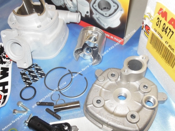 vue culasse Kit 70cc Ø47mm MALOSSI MHR Replica aluminium pour PEUGEOT speedfight liquide