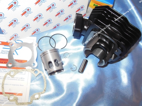 vue Cylindre  piston sans culasse DR Racing fonte 50cc Ø40mm pour scooter PEUGEOT air avant 2007 (buxy, tkr, speedfight...)