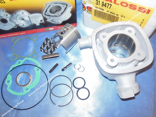 vue Cylindre  piston sans culasse MALOSSI replica aluminium 70cc Ø47mm pour PEUGEOT Speedfight liquide