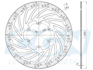 vue Disque de frein avant NG Ø280mm pour RIEJU RS2, MATRIX, NAKED, DERBI GPR...