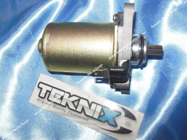 vue Démarreur TEKNIX électrique pour mécaboite DERBI (moteur Euro3), scooter PEUGEOT, PIAGGIO, GILERA, APRILIA, ...
