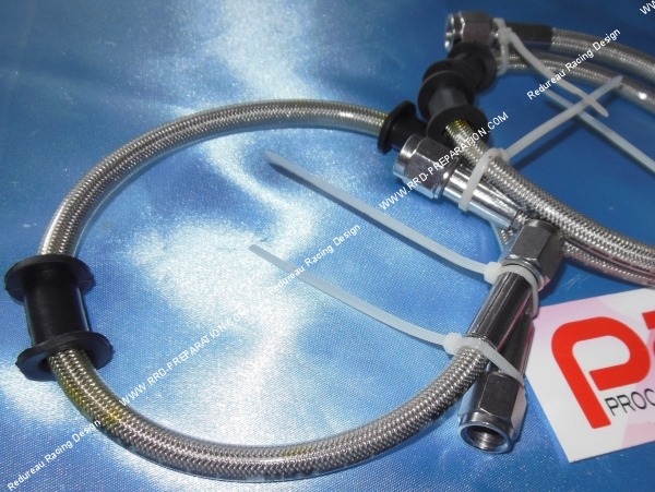 vue Durite de frein P2R universel renforcée pour scooter, moto, mécaboite, maxi-scooter, cyclomoteur... longueur aux choix