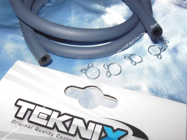 vue Durite d'essence TEKNIX Ø5 ou 6mm X 10mm au choix (1 mètre) noir avec 5 colliers auto-serrant