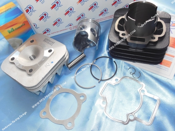 vue dessous Kit 70cc Ø48mm DR Racing bi-segment fonte PIAGGIO  GILERA Air (Typhoon, NRG...)