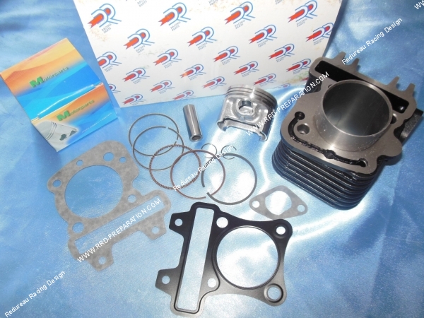 vue dessous Kit 80cc Ø49mm DR Racing fonte pour APRILIA, PIAGGIO, VESPA... scooter 50cc 4 temps