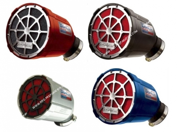 vue Filtre à air, cornet DOPPLER AIR SYSTEM (Ø de fixation carburateur Ø28mm a 35mm) blanc, bleu, gris, noir ou rouge
