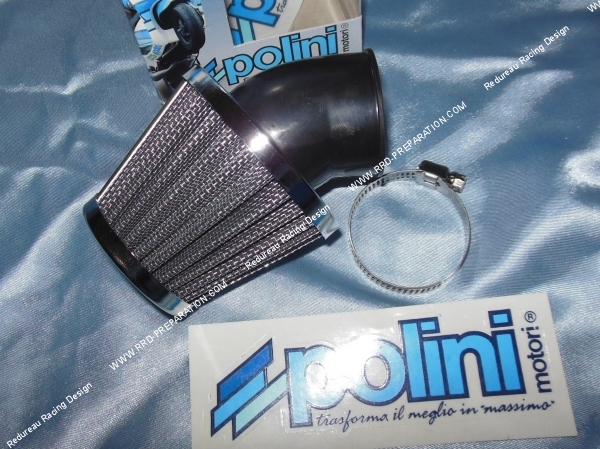 vue Filtre à air, cornet grille type K&N POLINI coudé 30° (Ø de fixation carburateur Ø35 et 38mm au choix)