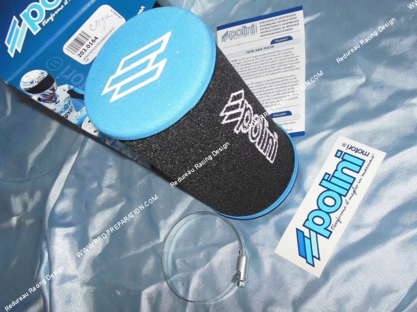 vue Filtre à air, cornet mousse POLINI EVOLUTION gros volume rond (Ø de fixation carburateur Ø60mm POLINI CP…)