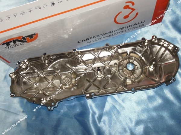 vue intérieur Carter de variation TNT TUNING pour scooter moteur minarelli vertical (booster, bw's...) chromé ou carbone