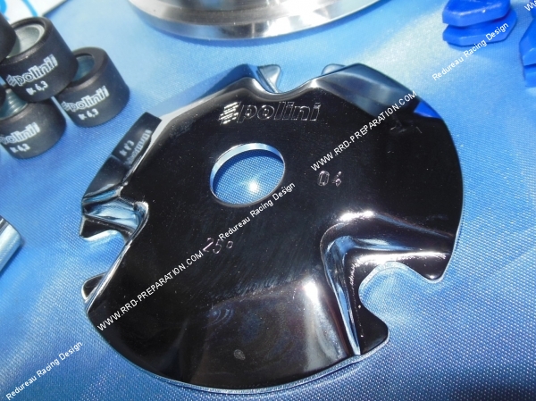 vue joue mobile Variateur POLINI Racing (variateur, galets…) pour scooter BSV, HONDA, HSC, KYMCO, SYM... 50cc