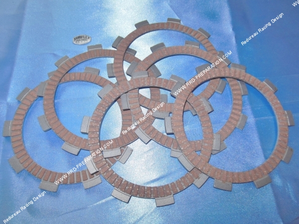 vue Jeu de 6 disques d'embrayages garnis renforcés SURFLEX pour APRILIA 125cc 2 temps RS et MX