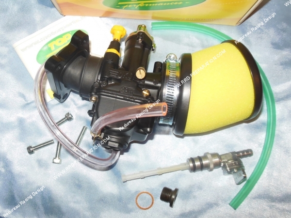 vue Kit carburation complet TPR hyper racing OKO 28 pour mécaboite minarelli am6 & DERBI euro 1  2 & 3