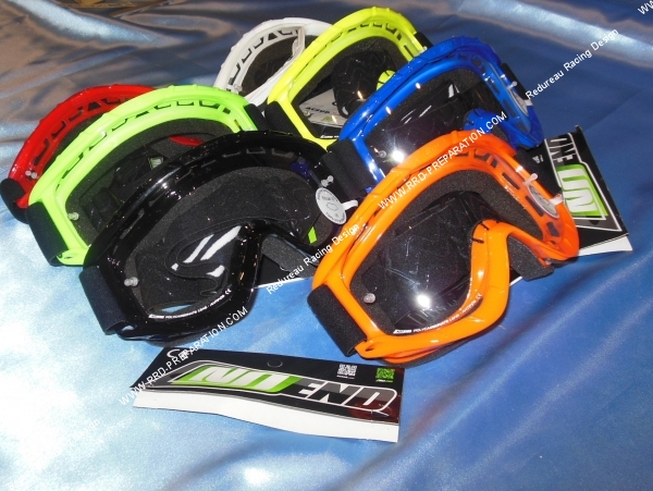 vue Lunettes moto-cross NO END écran transparent, blanche, bleu, jaune, orange, noir, rouge ou verte