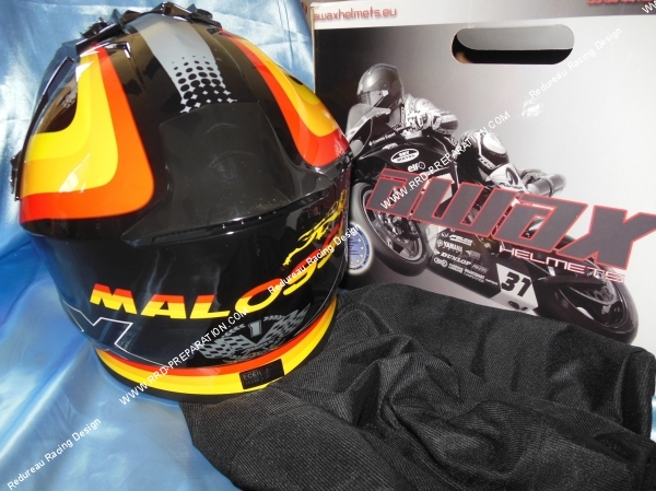 vue arrière Casque CROSS MALOSSI MHR Noir version brillant tailles aux choix