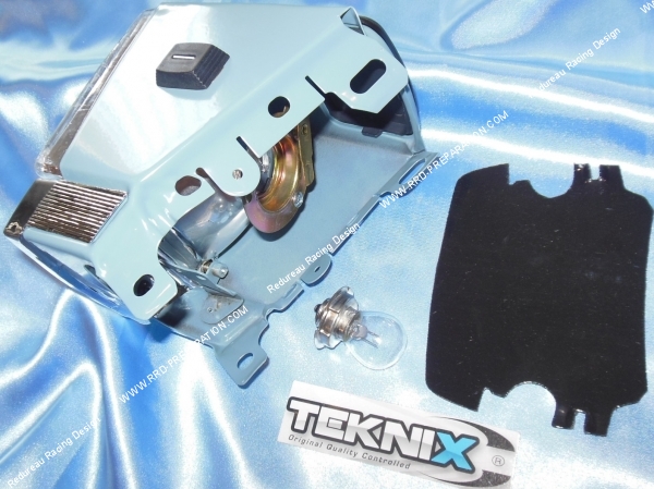 vue Phare avant type origine bleu LUX by TEKNIX pour MOTOBECANE & MBK 51, 41, 88,
